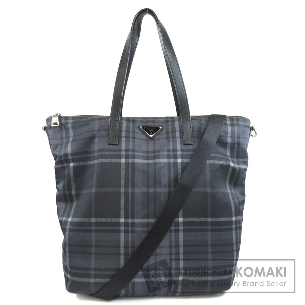 Prada check tote Shoulder bag Black